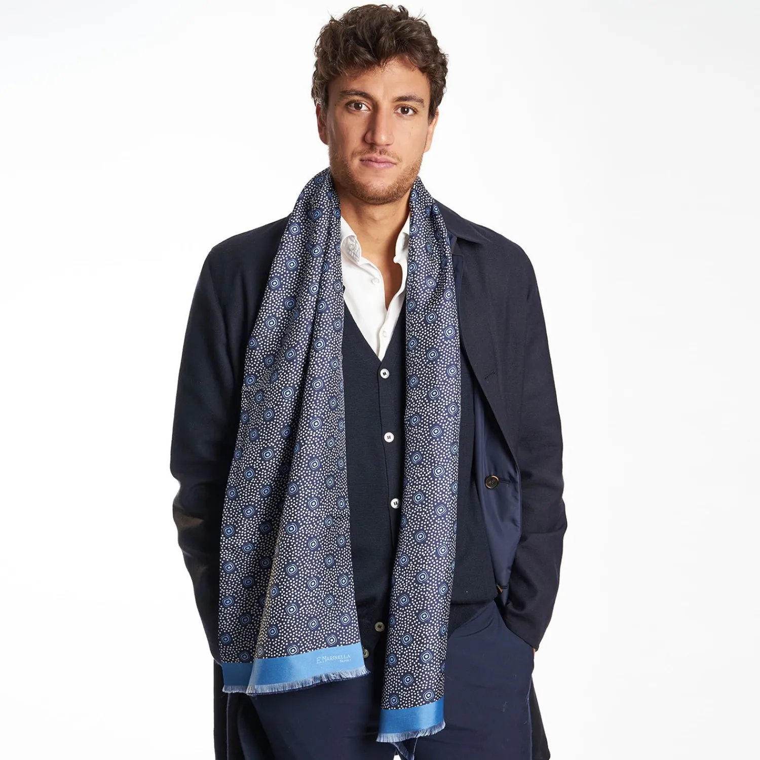 Dark And Light Blue Double Silk Scarf>E.Marinella Discount