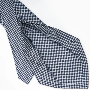 Dark Blue 7 Fold Sartorial Silk Tie - Small Flower Pattern>E.Marinella Shop