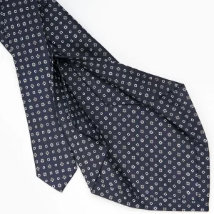 Dark Blue 5 Fold Sartorial Silk Tie - Small Flower Pattern>E.Marinella Cheap