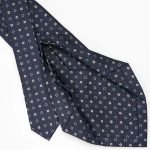 Dark Blue 5 Fold Sartorial Silk Tie - Small Flower Pattern>E.Marinella Best