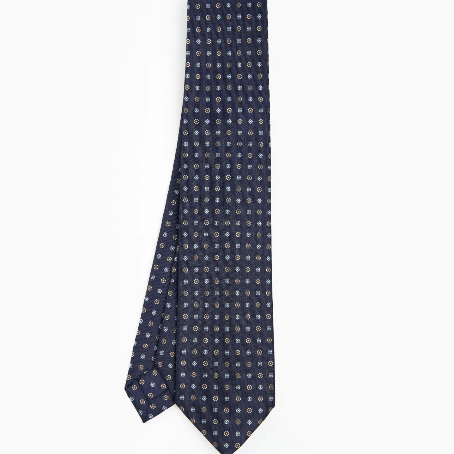 Dark Blue 9 Fold Sartorial Silk Tie Small Flower Pattern>E.Marinella Cheap