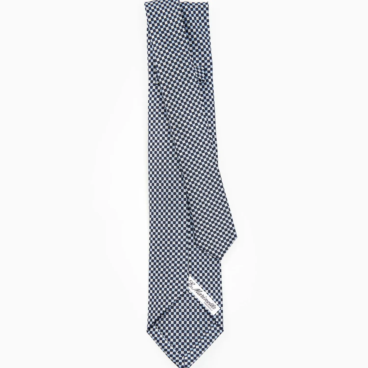 Dark Blue 7 Fold Sartorial Silk Tie - Small Flower Pattern>E.Marinella Shop