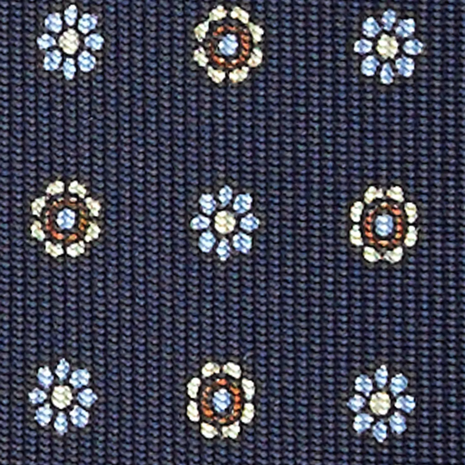 Dark Blue 9 Fold Sartorial Silk Tie Small Flower Pattern>E.Marinella Cheap