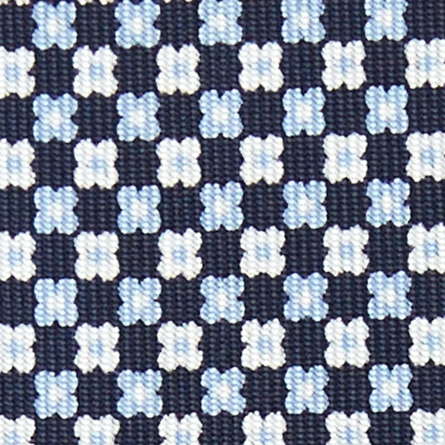 Dark Blue 7 Fold Sartorial Silk Tie - Small Flower Pattern>E.Marinella Shop