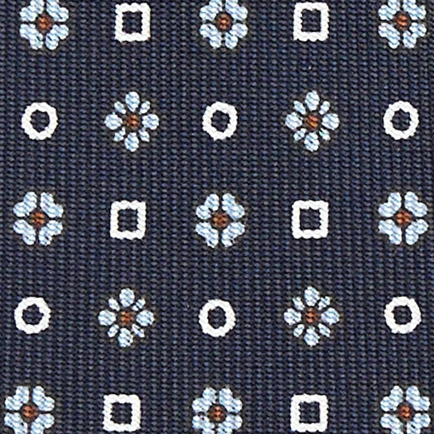 Dark Blue 5 Fold Sartorial Silk Tie - Small Flower Pattern>E.Marinella Cheap