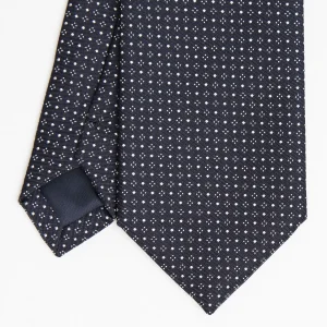 Dark Blue Ceremonial Jacquard Silk Tie Small Geometric Pattern>E.Marinella Clearance
