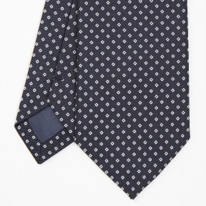 Dark Blue Ceremonial Jacquard Silk Tie Small Geometric Pattern>E.Marinella Cheap