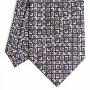 Dark Blue Extra Long Sartorial Silk Tie - Paisley Pattern>E.Marinella Cheap