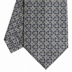 Dark Blue Extra Long Sartorial Silk Tie - Paisley Pattern>E.Marinella Shop