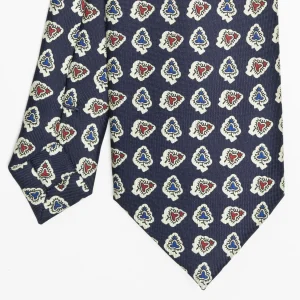 Dark Blue Heritage Collection Silk Tie - Large Flower Pattern>E.Marinella Online