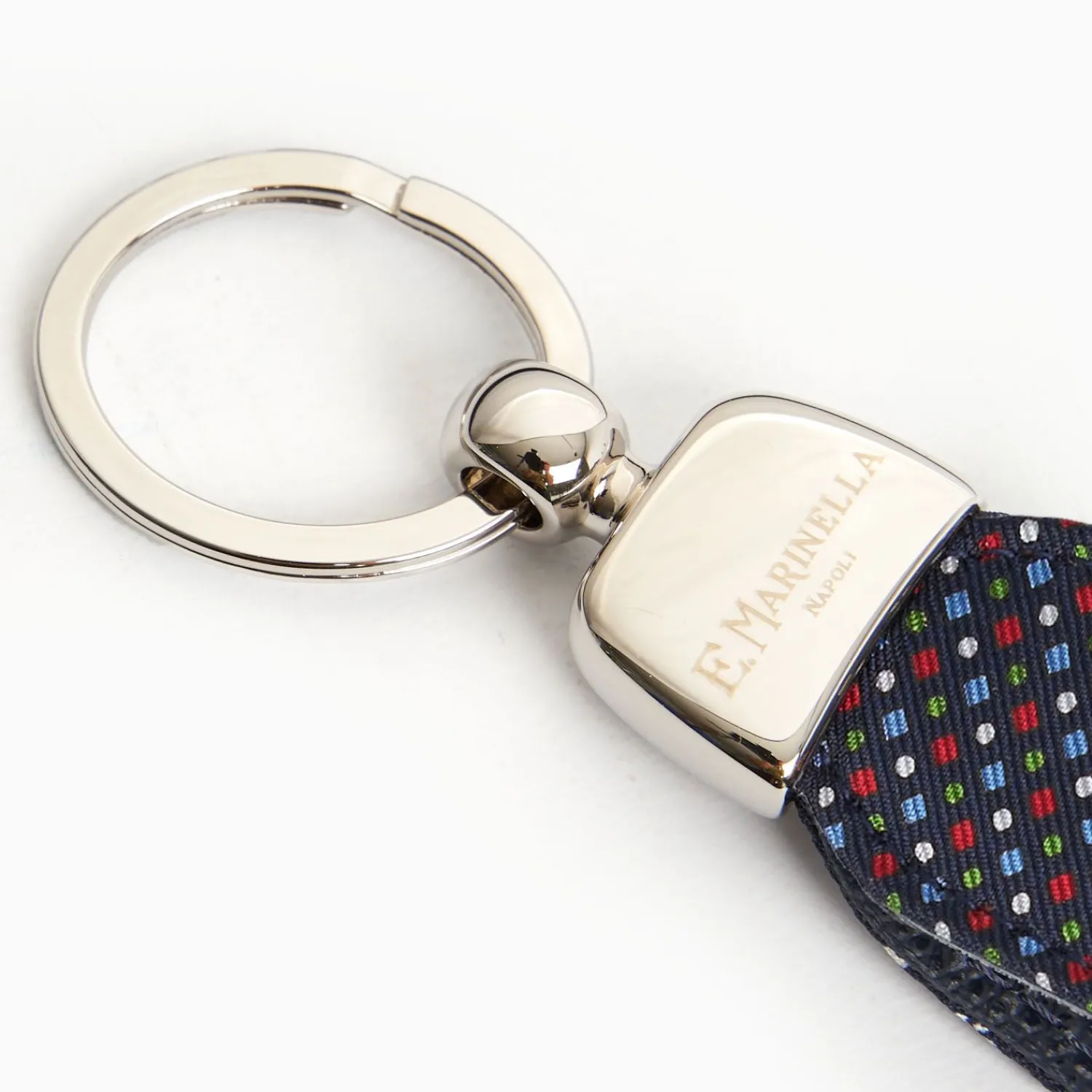 Dark Blue Keyfob In Silk And Leather>E.Marinella Shop