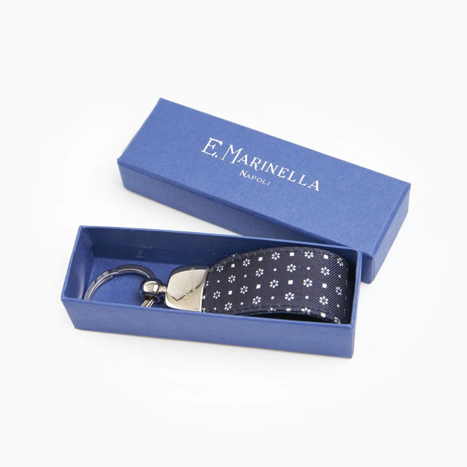 Dark Blue Keyfob In Silk And Leather>E.Marinella Best Sale