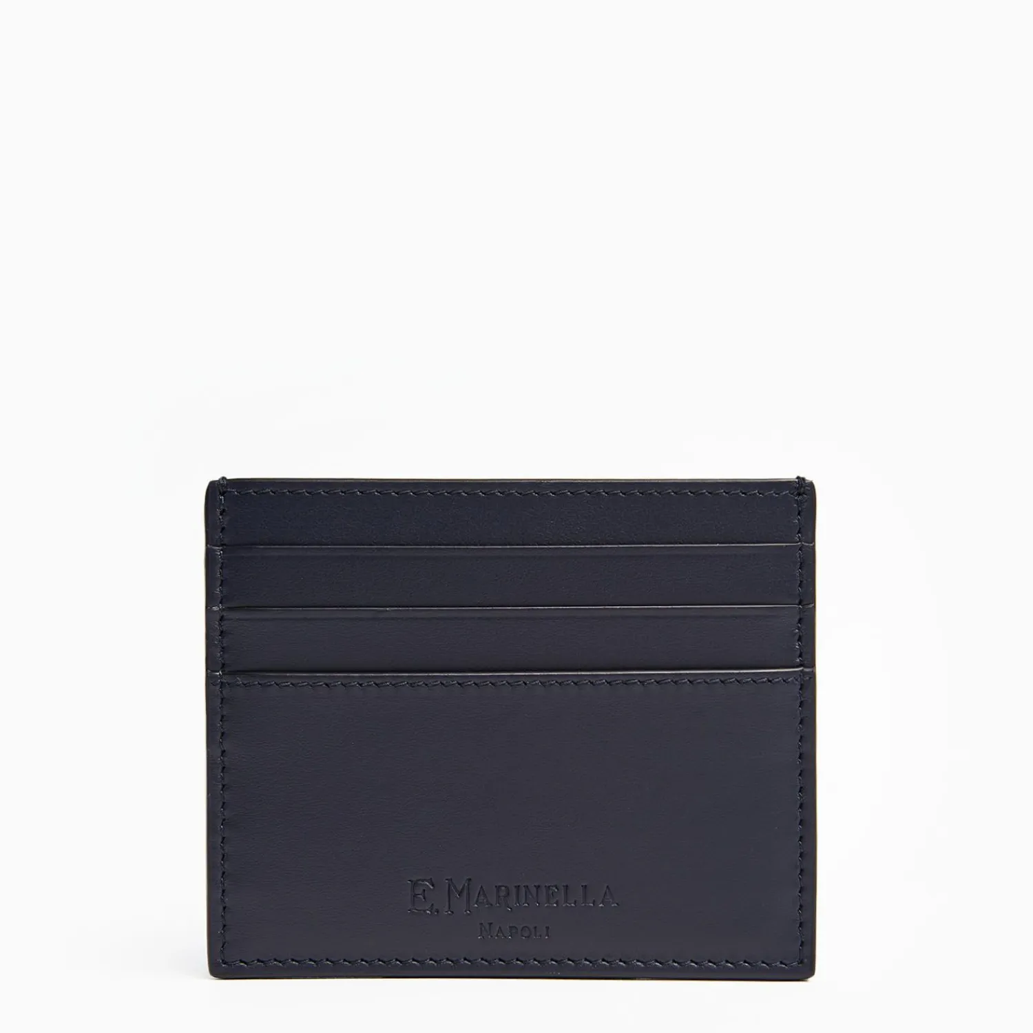 Dark Blue Leather Credit Card Holder - 7 Compartments>E.Marinella Outlet