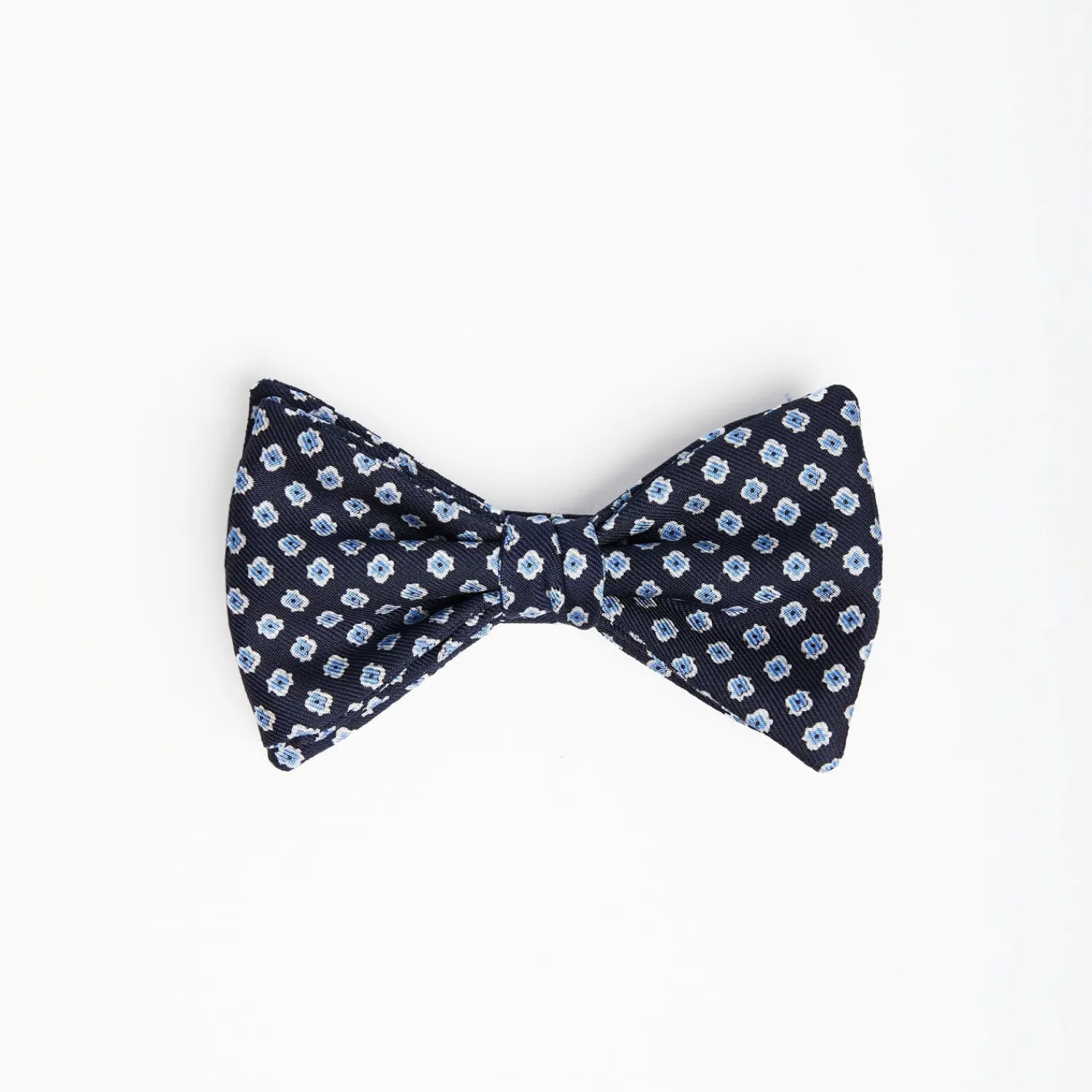 Dark Blue Pre-Knotted Silk Bowtie- Small Flower Pattern>E.Marinella Shop