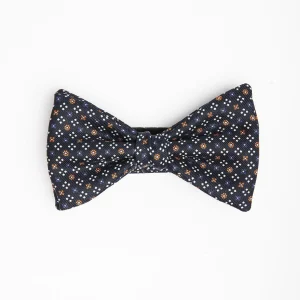 Dark Blue Pre-Knotted Silk Bowtie - Small Flower Pattern>E.Marinella Flash Sale