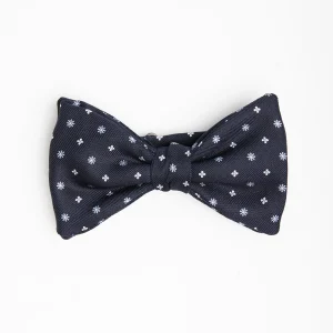 Dark Blue Pre-Knotted Silk Bowtie - Mall Flower Pattern>E.Marinella Fashion