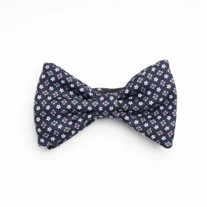 Dark Blue Pre-Knotted Silk Bowtie- Small Flower Pattern>E.Marinella Hot
