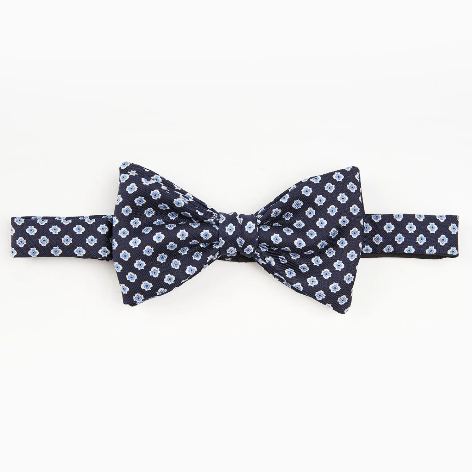 Dark Blue Pre-Knotted Silk Bowtie- Small Flower Pattern>E.Marinella Shop