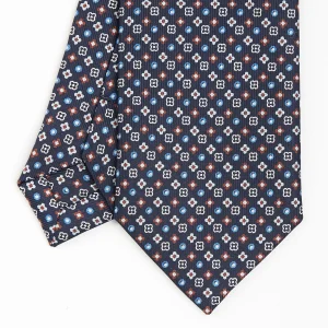 Dark Blue Sartorial 7 Cm Silk Tie - Small Flower Pattern>E.Marinella Cheap