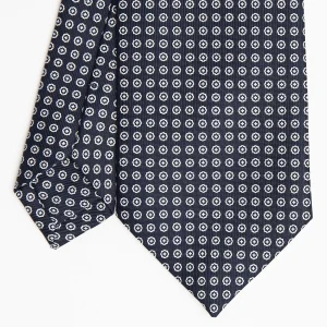 Dark Blue Sartorial Classic Silk Tie Small Flower Pattern>E.Marinella Store