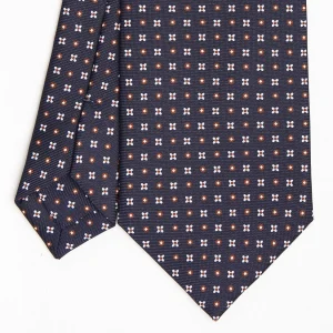 Dark Blue Sartorial Classic Silk Tie Small Flower Pattern>E.Marinella New