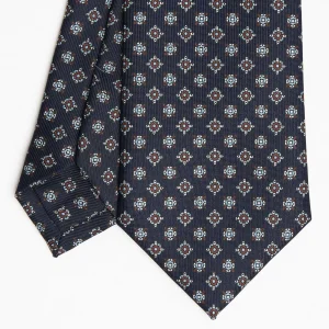 Dark Blue Sartorial Classic Silk Tie Large Flower Pattern>E.Marinella Best