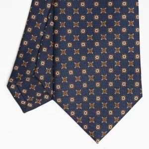 Dark Blue Sartorial Classic Silk Tie Large Flower Pattern>E.Marinella Hot