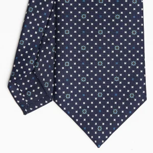 Dark Blue Sartorial Classic Silk Tie Small Flower Pattern>E.Marinella Store