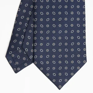 Dark Blue Sartorial Classic Silk Tie - Small Flower Pattern>E.Marinella Best Sale