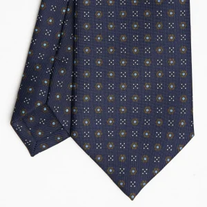Dark Blue Sartorial Classic Silk Tie Small Flower Pattern>E.Marinella Flash Sale