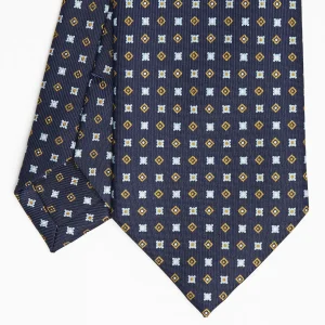 Dark Blue Sartorial Classic Silk Tie - Small Flower Pattern>E.Marinella Discount