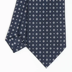 Dark Blue Sartorial Classic Silk Tie - Small Flower Pattern>E.Marinella Cheap