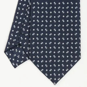 Dark Blue Sartorial Classic Silk Tie - Small Flower Pattern>E.Marinella Clearance