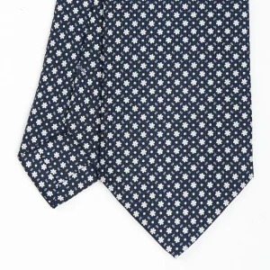 Dark Blue Sartorial Classic Silk Tie - Small Flower Pattern>E.Marinella Cheap