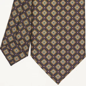 Dark Blue Sartorial Classic Silk Tie - Large Flower Pattern>E.Marinella Cheap
