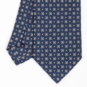 Dark Blue Sartorial Classic Silk Tie - Small Flower Pattern>E.Marinella Shop