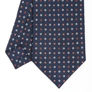 Dark Blue Sartorial Classic Silk Tie - Small Flower Designs>E.Marinella New