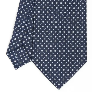 Dark Blue Sartorial Classic Silk Tie - Small Flower Designs>E.Marinella Clearance