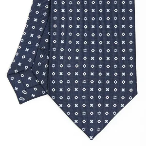 Dark Blue Sartorial Classic Silk Tie - Small Flower Designs>E.Marinella Flash Sale