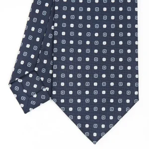 Dark Blue Sartorial Classic Silk Tie - Small Flower Designs>E.Marinella Cheap