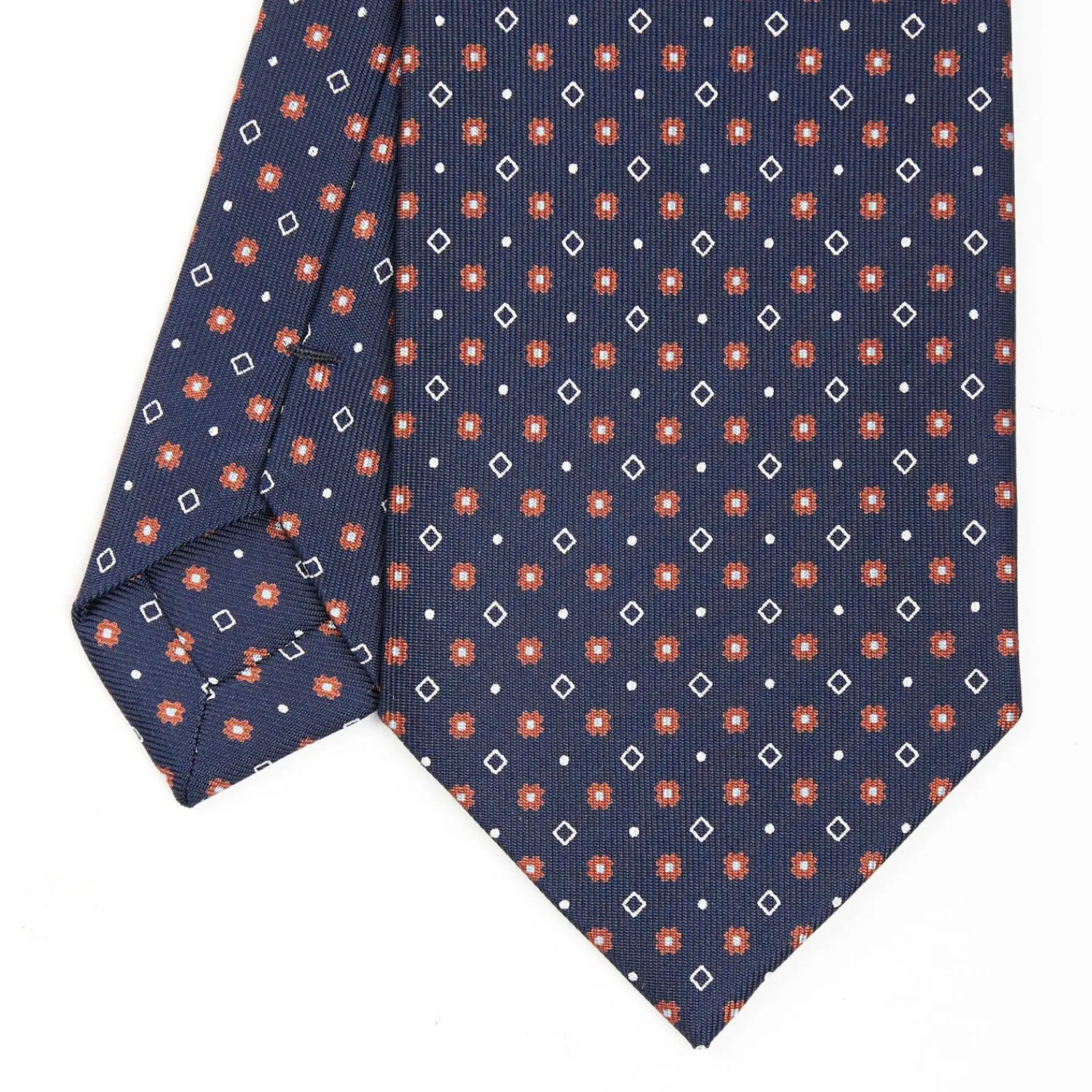 Dark Blue Sartorial Classic Silk Tie - Small Flower Designs>E.Marinella Outlet