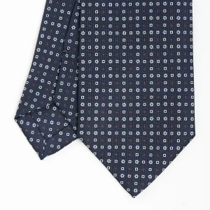 Dark Blue Sartorial Classic Silk Tie - Small Flower Pattern>E.Marinella Flash Sale