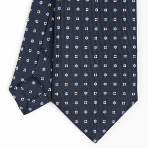 Dark Blue Sartorial Classic Silk Tie - Small Flower Pattern>E.Marinella Hot