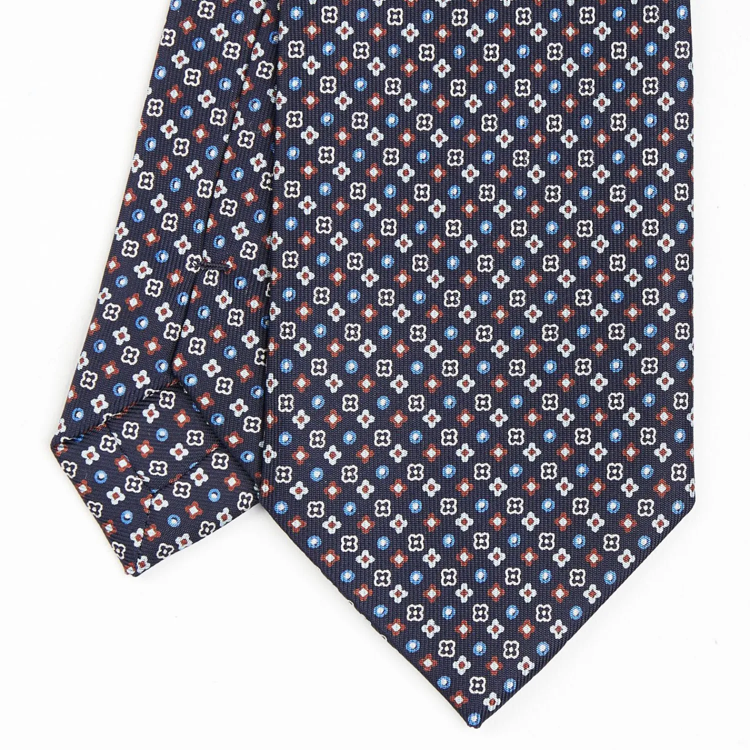 Dark Blue Sartorial Classic Silk Tie - Small Flower Designs>E.Marinella Clearance
