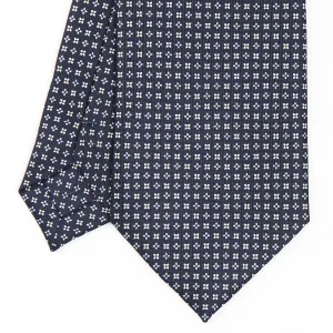 Dark Blue Sartorial Classic Silk Tie - Small Flower Designs>E.Marinella Online