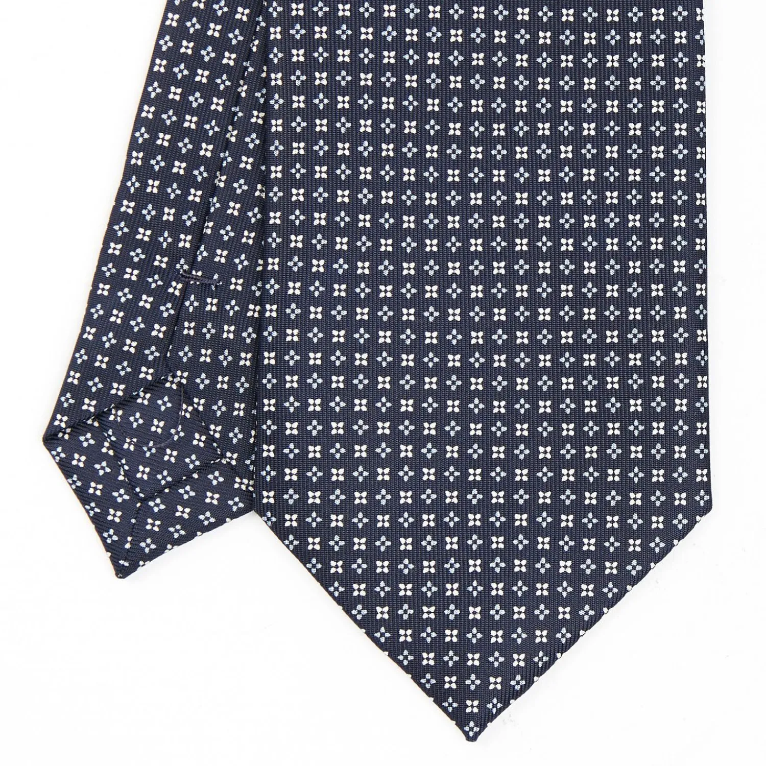 Dark Blue Sartorial Classic Silk Tie - Small Flower Designs>E.Marinella Online