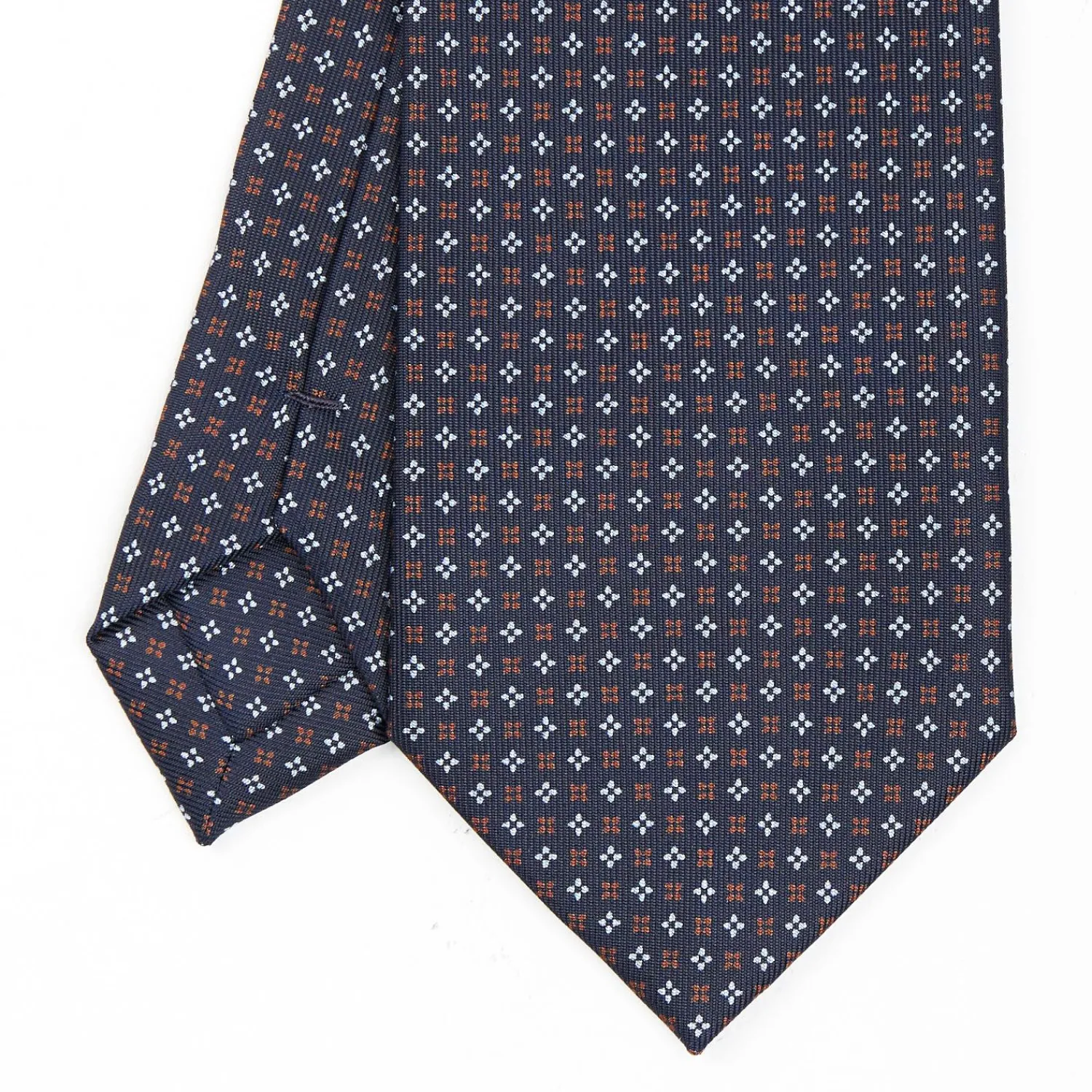 Dark Blue Sartorial Classic Silk Tie - Small Flower Designs>E.Marinella Cheap