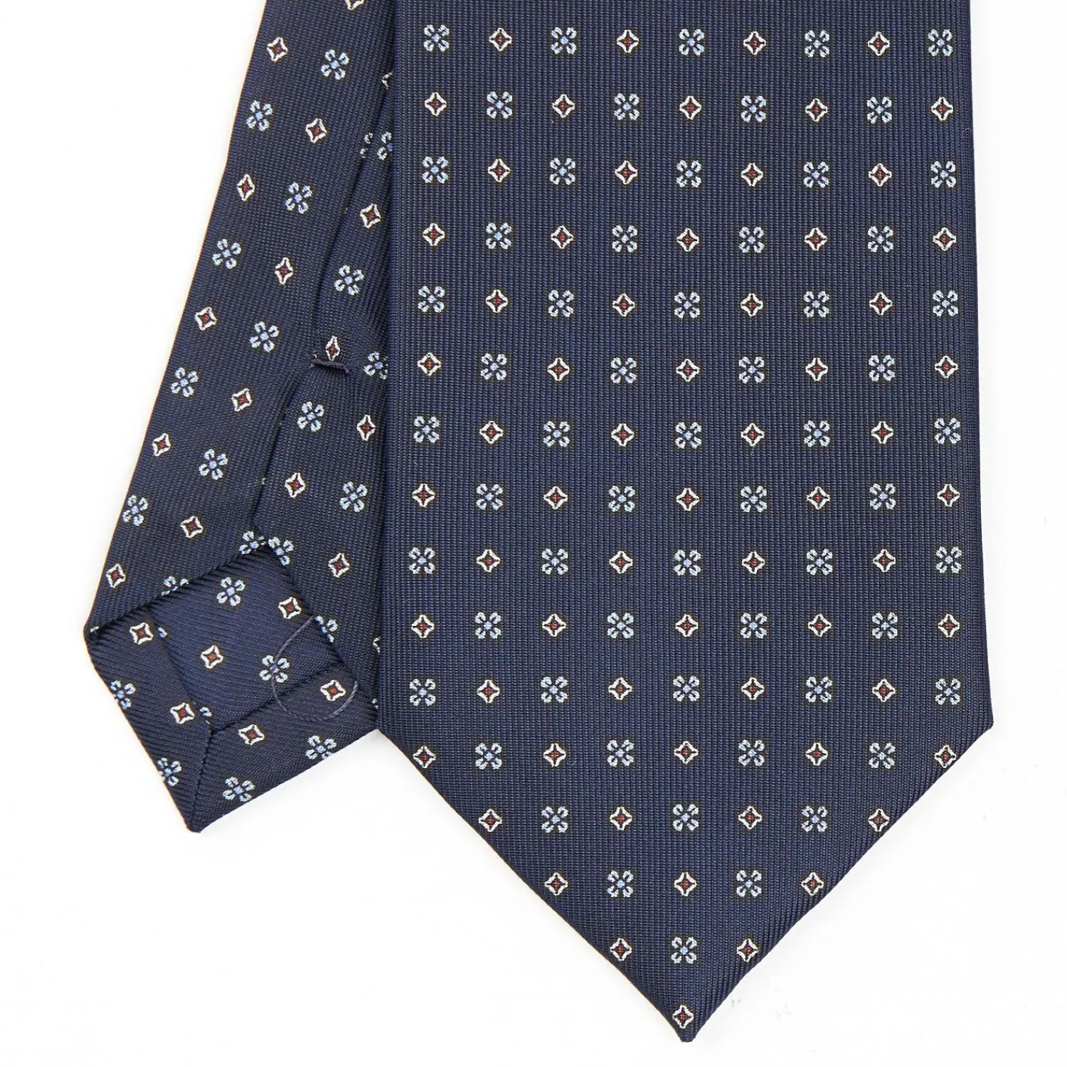 Dark Blue Sartorial Classic Silk Tie - Small Flower Designs>E.Marinella Best