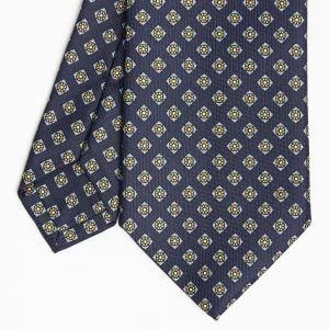 Dark Blue Sartorial Classic Silk Tie Large Flower Pattern>E.Marinella Shop