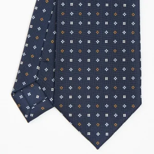 Dark Blue Sartorial Classic Silk Tie - Small Flower Pattern>E.Marinella Flash Sale